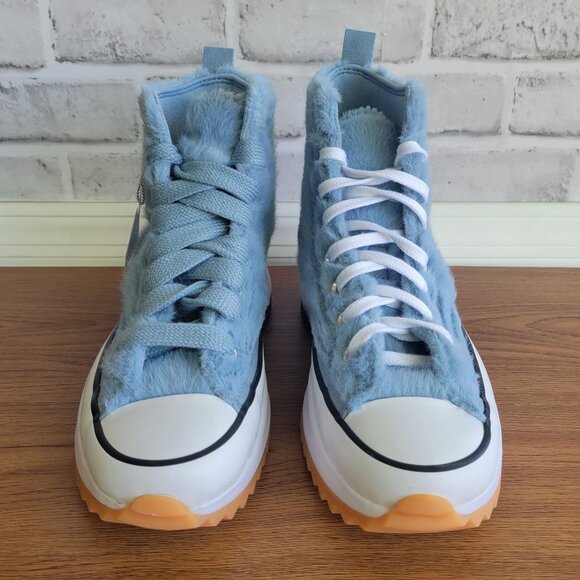 ❤️Converse Run Star Hike Hi Platform Faux Fur 6.5 Men Shoes Sneaker Blue A13381C - Picture 3 of 10